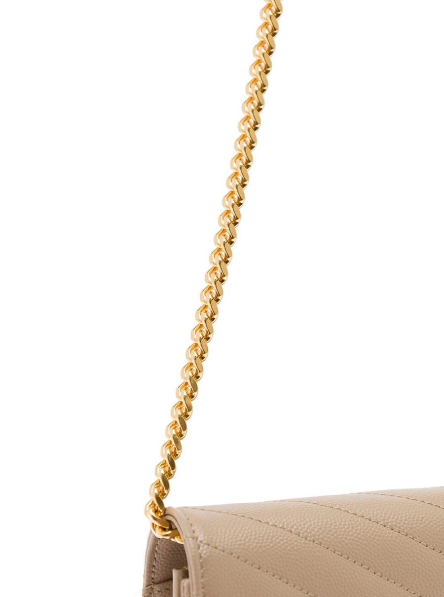 Saint Laurent Borsa a Tracolla 'Cassandre' in Pelle Chevron Matelassè Beige Donna, view 3