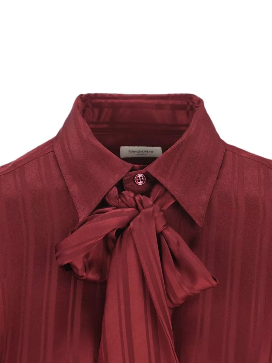 Saint Laurent Camicia di seta a righe, view 3