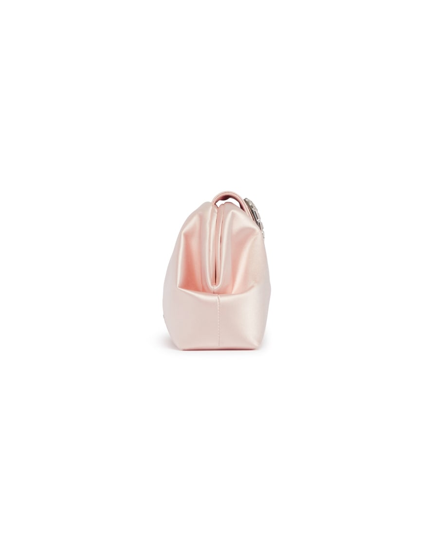 Amina Muaddi Camelia Clutch In Satin Beige, view 6
