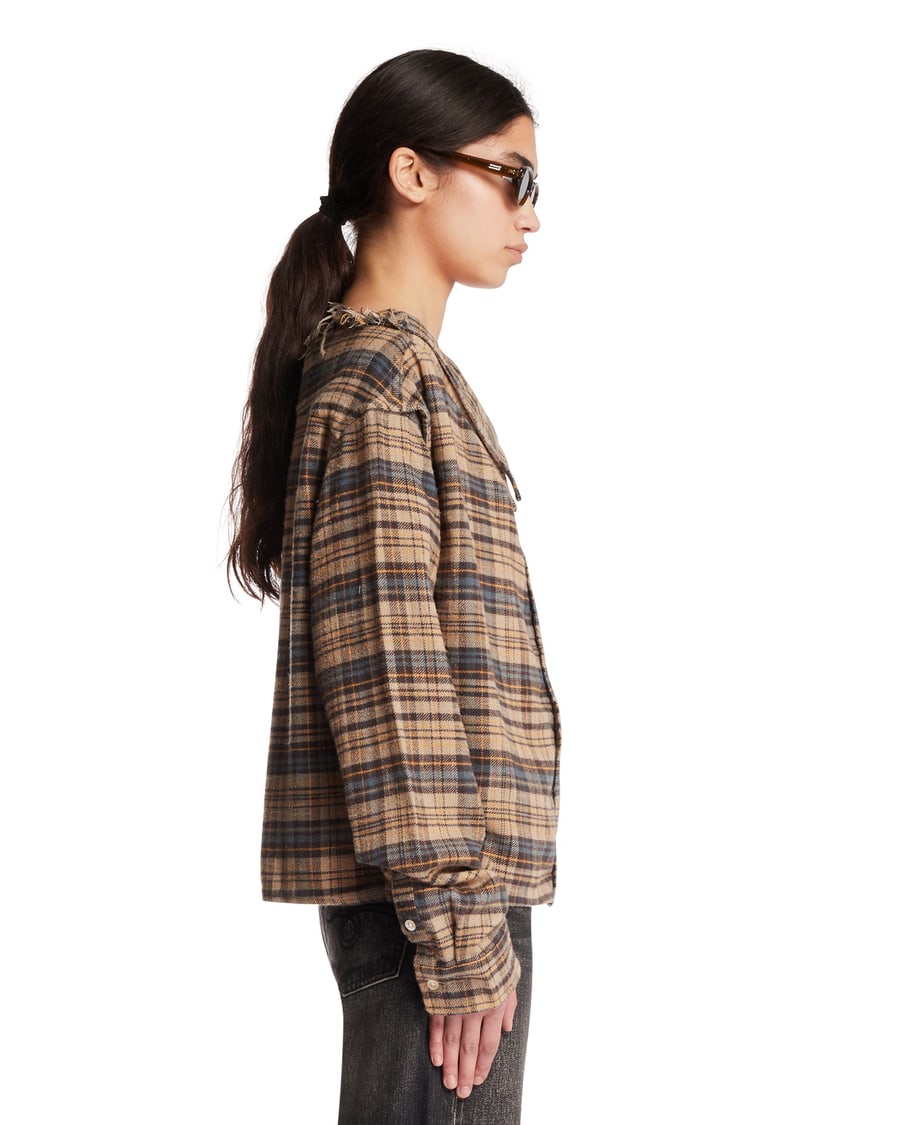 R13 Camicia A Quadri Beige, view 4