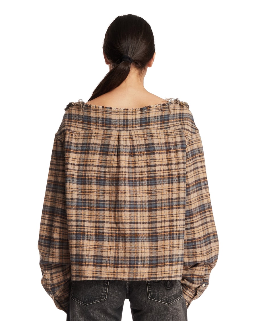 R13 Camicia A Quadri Beige, view 5
