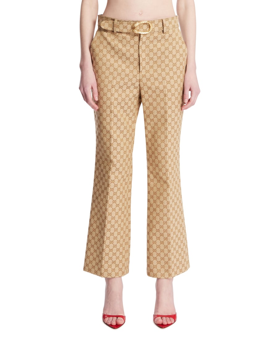 Gucci Pantaloni In Cotone GG Beige