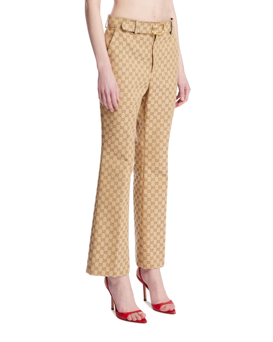 Gucci Pantaloni In Cotone GG Beige, view 2