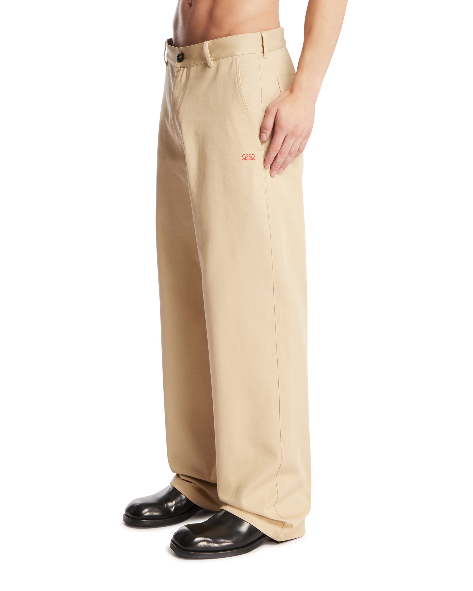 Loewe Pantaloni In Twill Di Cotone Beige, view 2