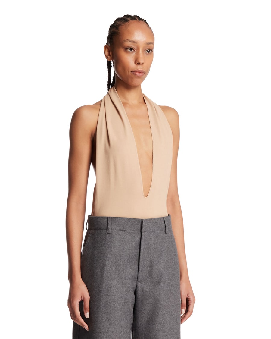 Gucci Body Con Scollo All'americana Beige, view 2