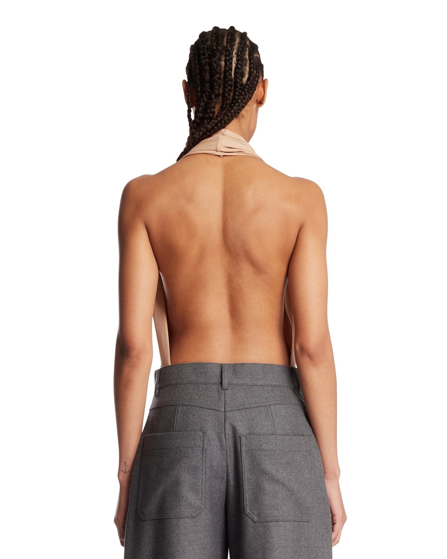 Gucci Body Con Scollo All'americana Beige, view 5