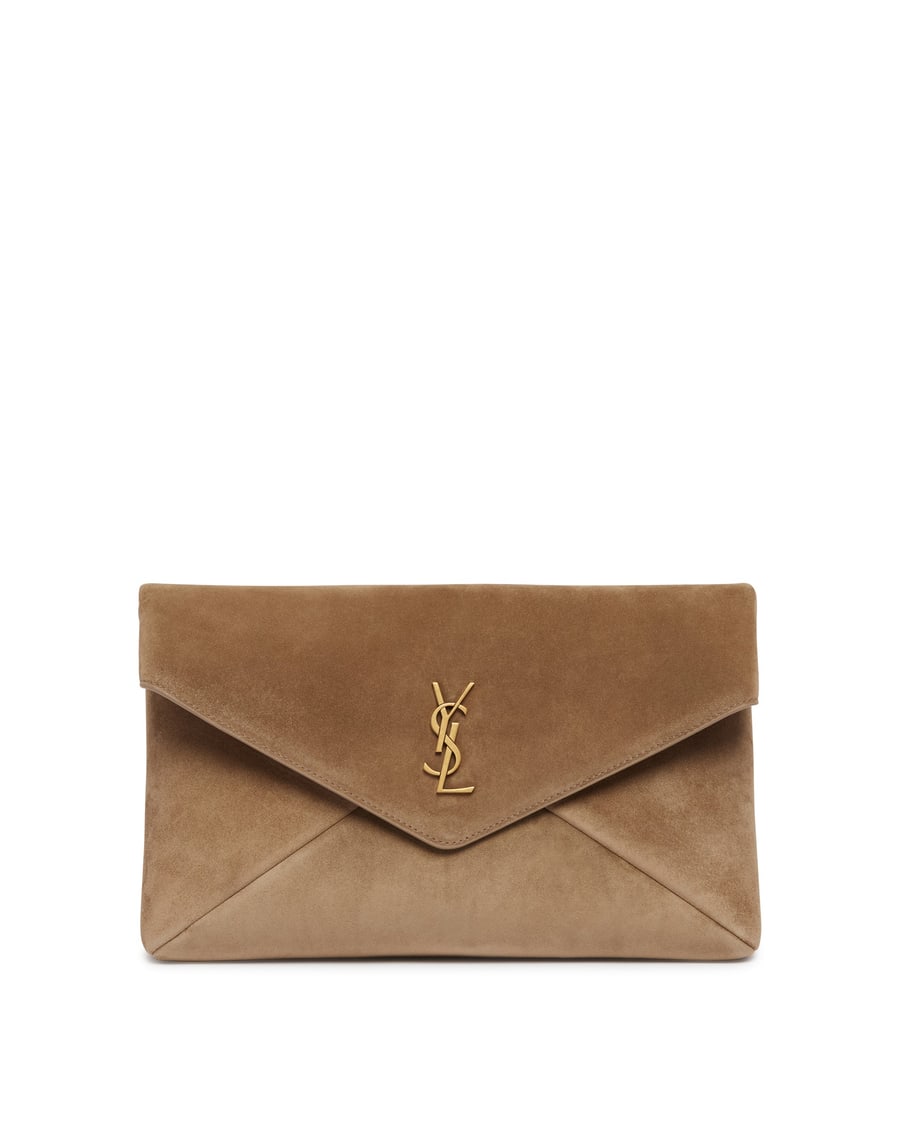 Saint Laurent Pochette Envelope Cassandre Grande Beige