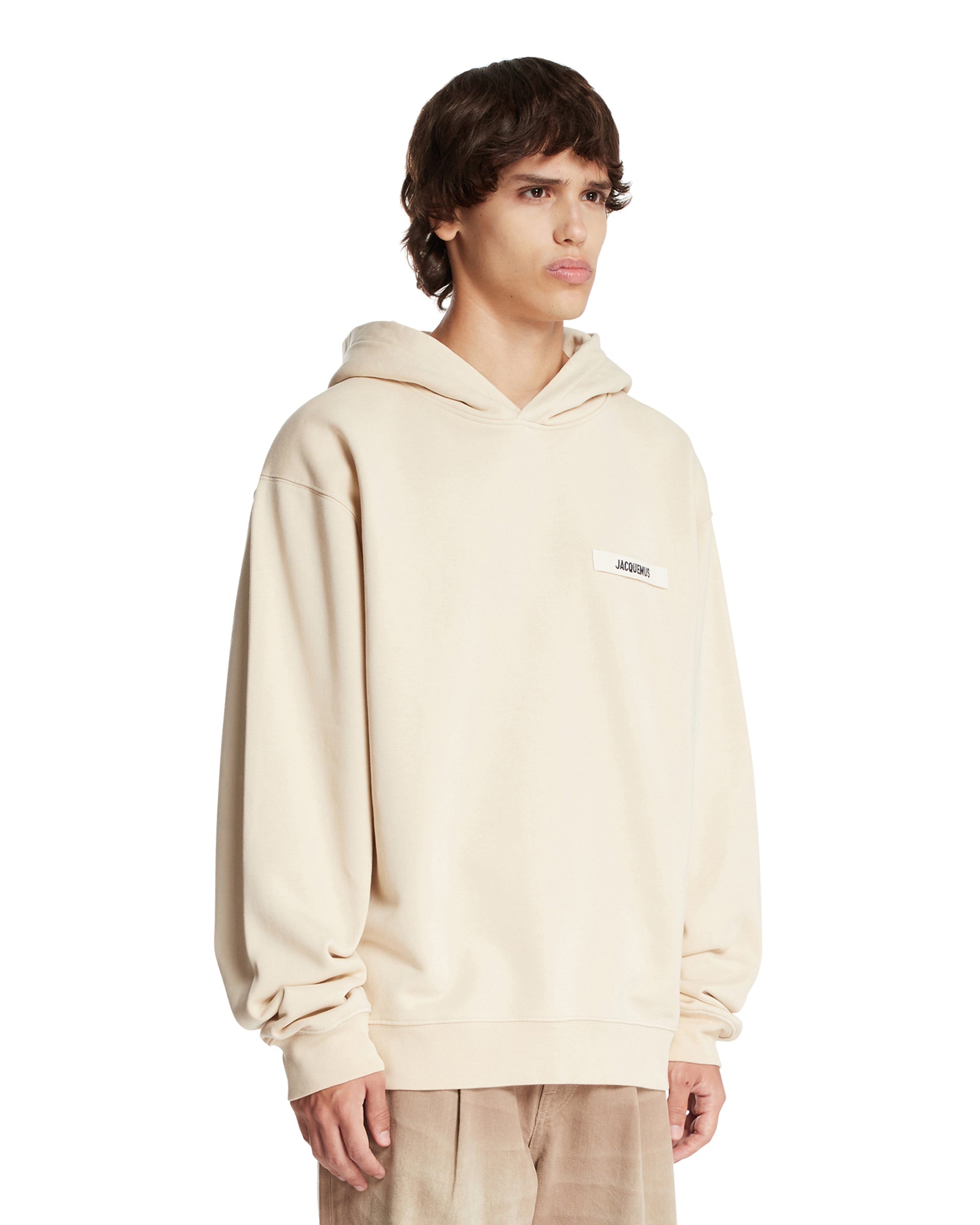 Jacquemus Felpa Le Hoodie Gros Grain Beige, view 2