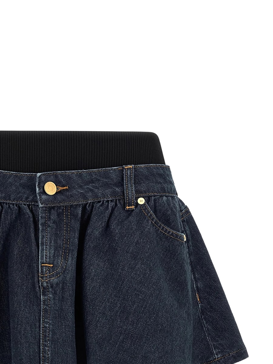 7 For All Mankind 7 For All Mankind Banded Contrast-stitching Mini Denim Skirt, view 2