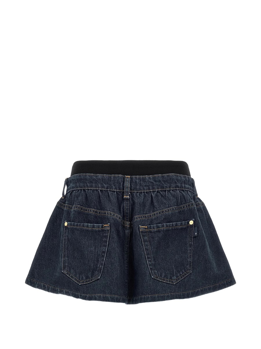 7 For All Mankind 7 For All Mankind Banded Contrast-stitching Mini Denim Skirt, view 4