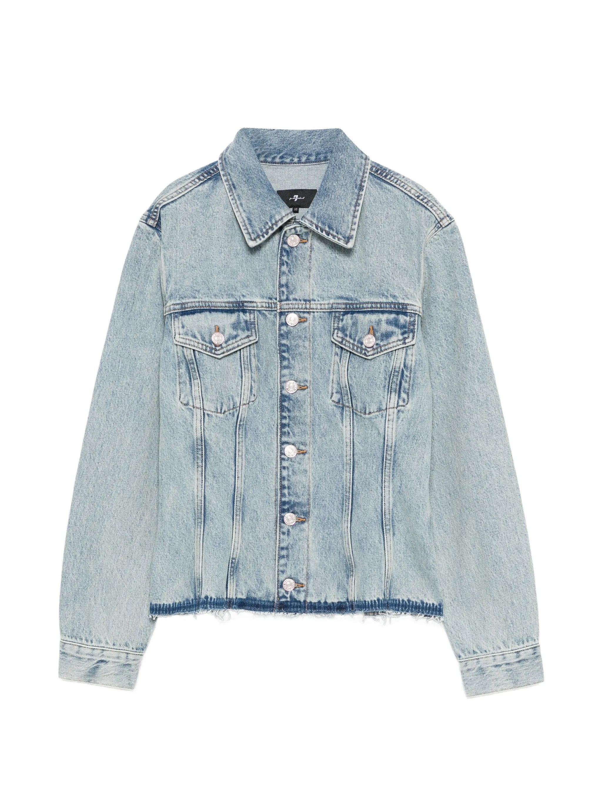 7 For All Mankind 7 For All Mankind Trucker Button Frayed Jacket