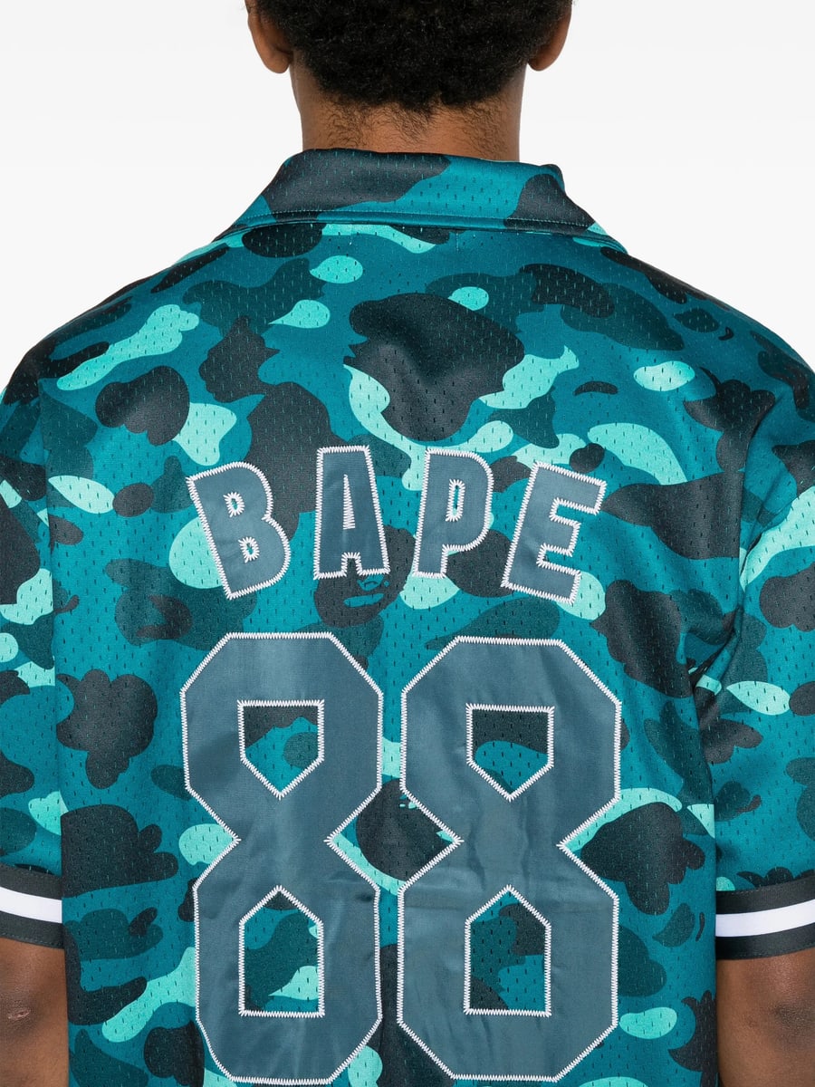 A Bathing Ape A Bathing Ape Camo-print Logo-patch Shirt, view 4
