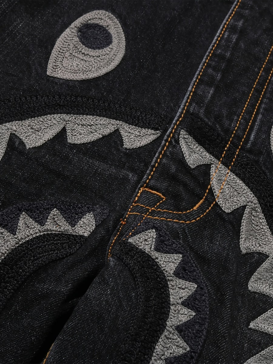 A Bathing Ape A Bathing Ape Shark-appliqué Jeans, view 4