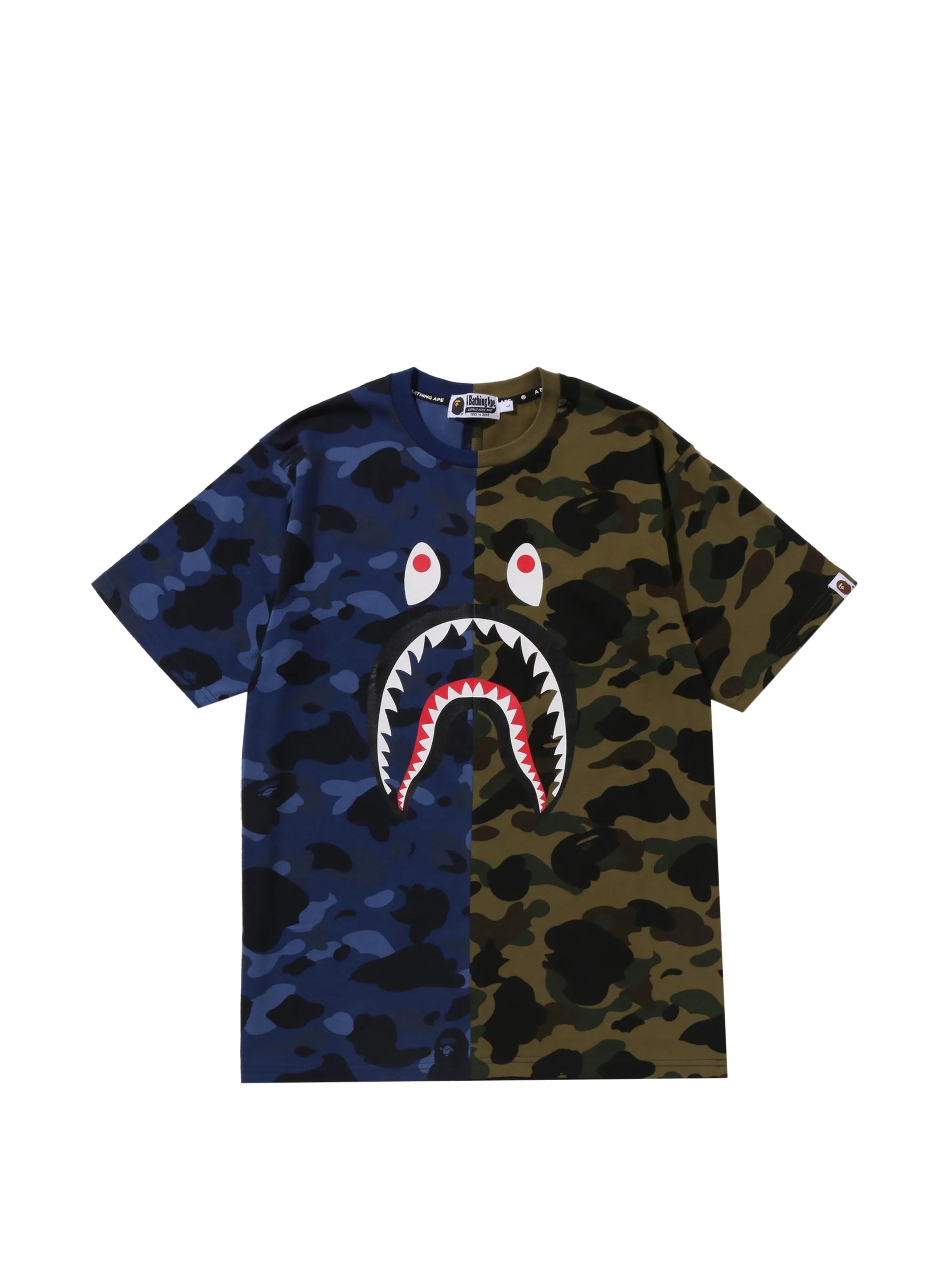 A Bathing Ape A Bathing Ape Split Camo Shark Cotton T-shirt
