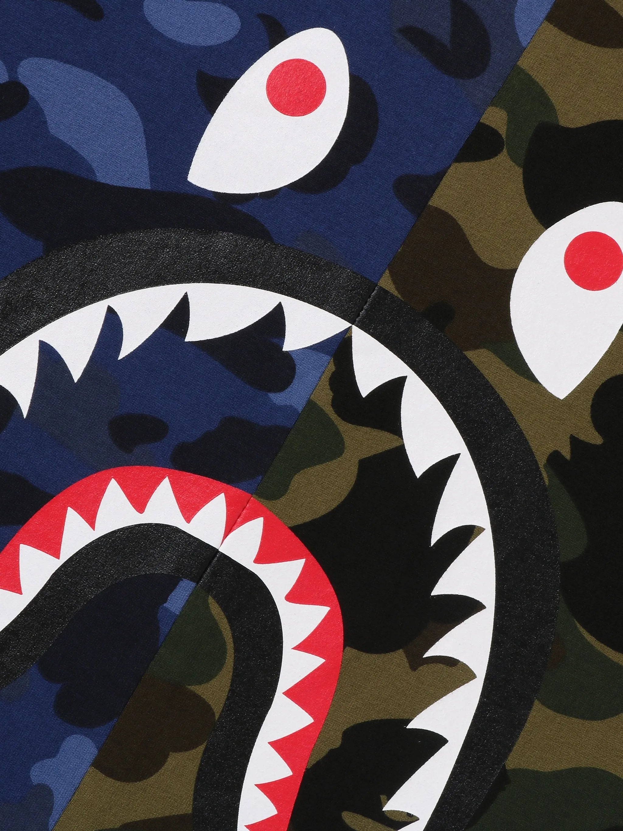 A Bathing Ape A Bathing Ape Split Camo Shark Cotton T-shirt, view 2