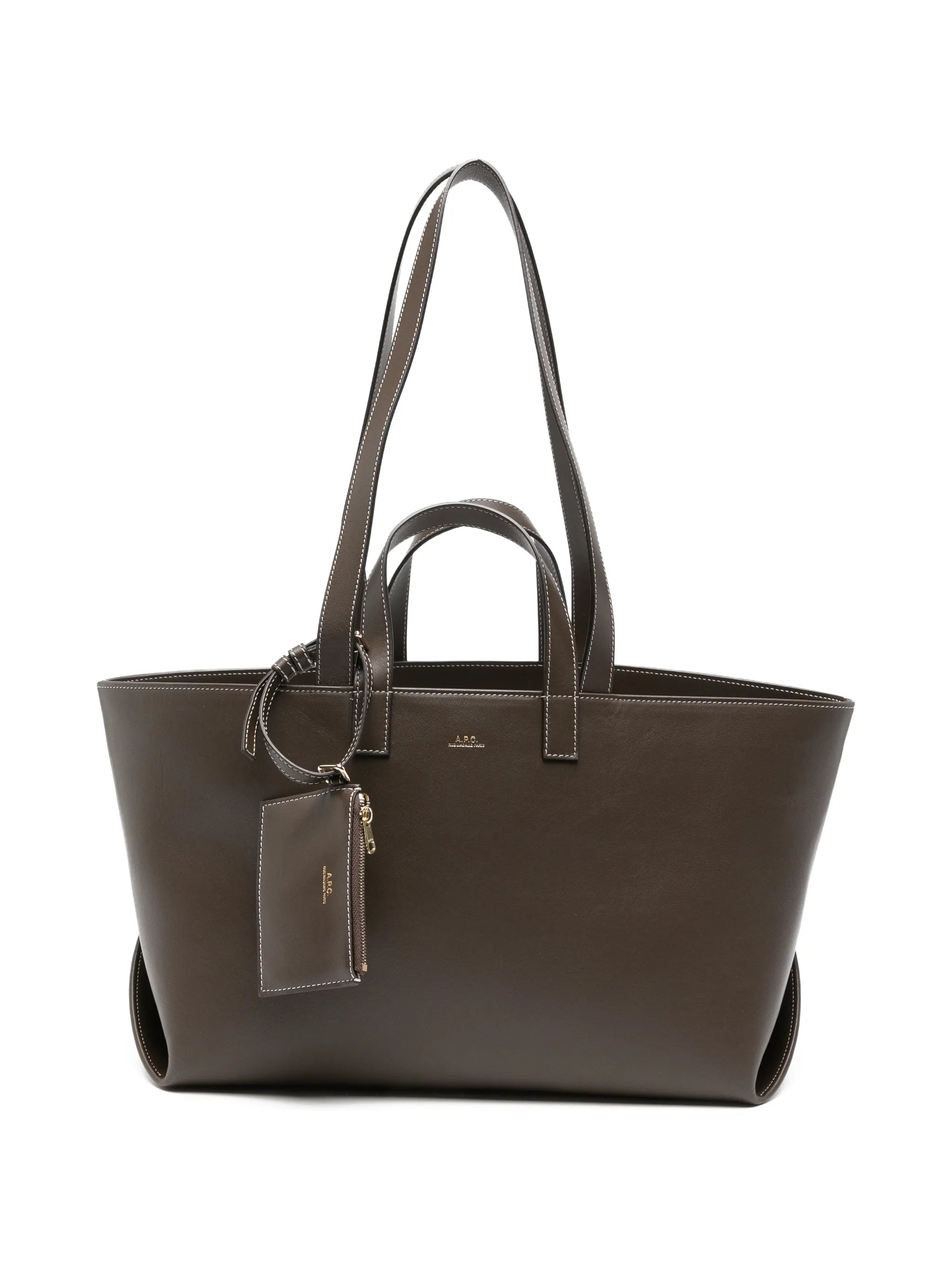 A.P.C. A.p.c. Contrast-stitching Leather Tote Bag