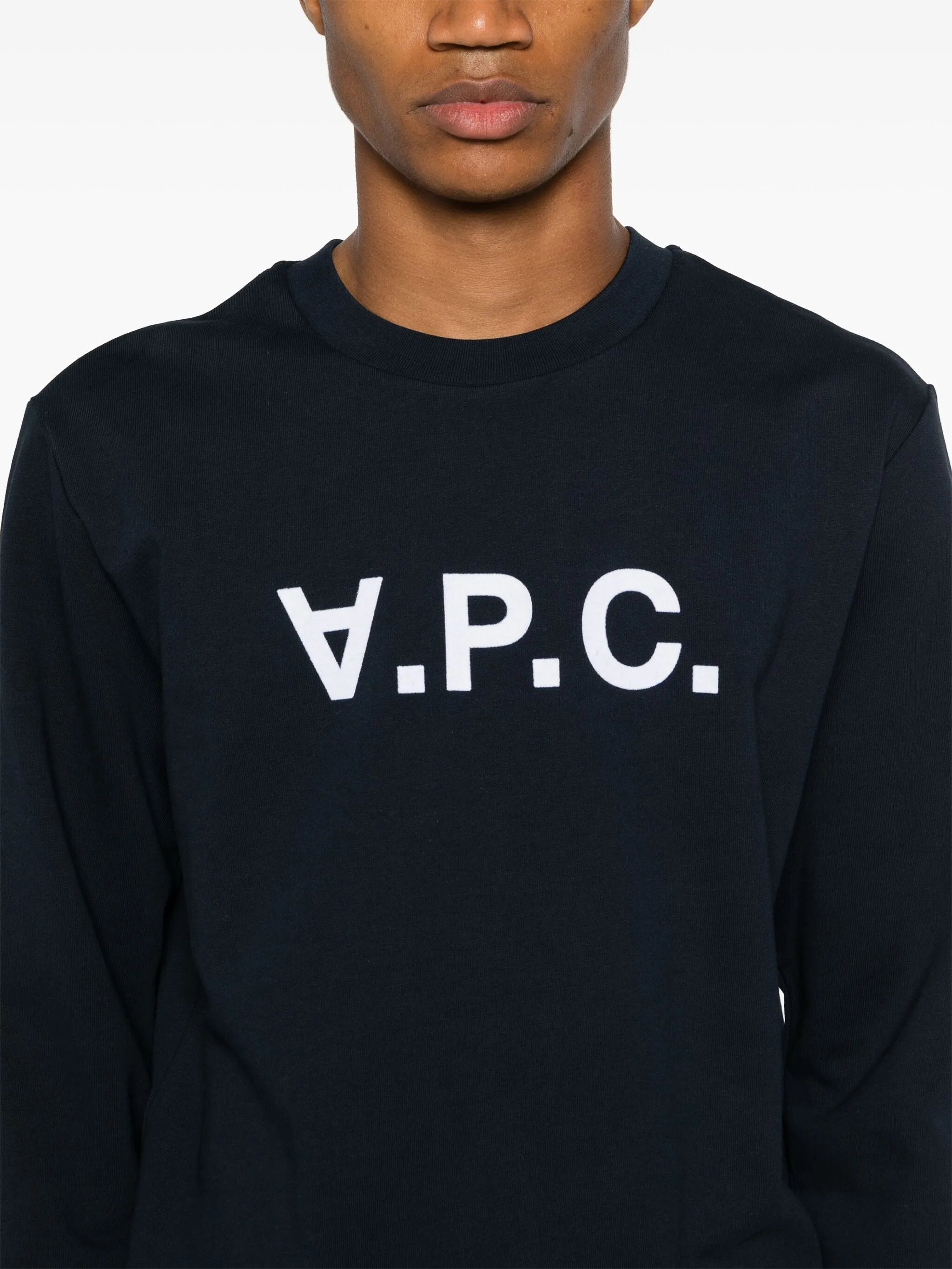 A.P.C. A.p.c. Flocked-logo Cotton Sweatshirt, view 2