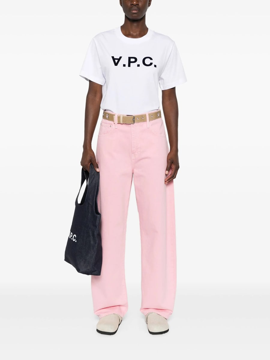 A.P.C. A.p.c. Flocked-logo Cotton T-shirt, view 3