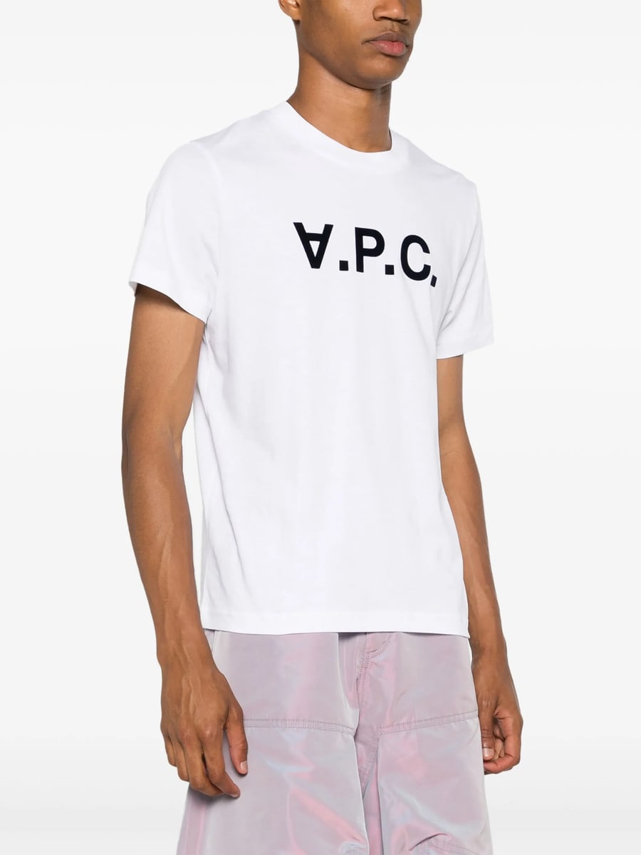 A.P.C. A.p.c. Flocked-logo Cotton T-shirt, view 4