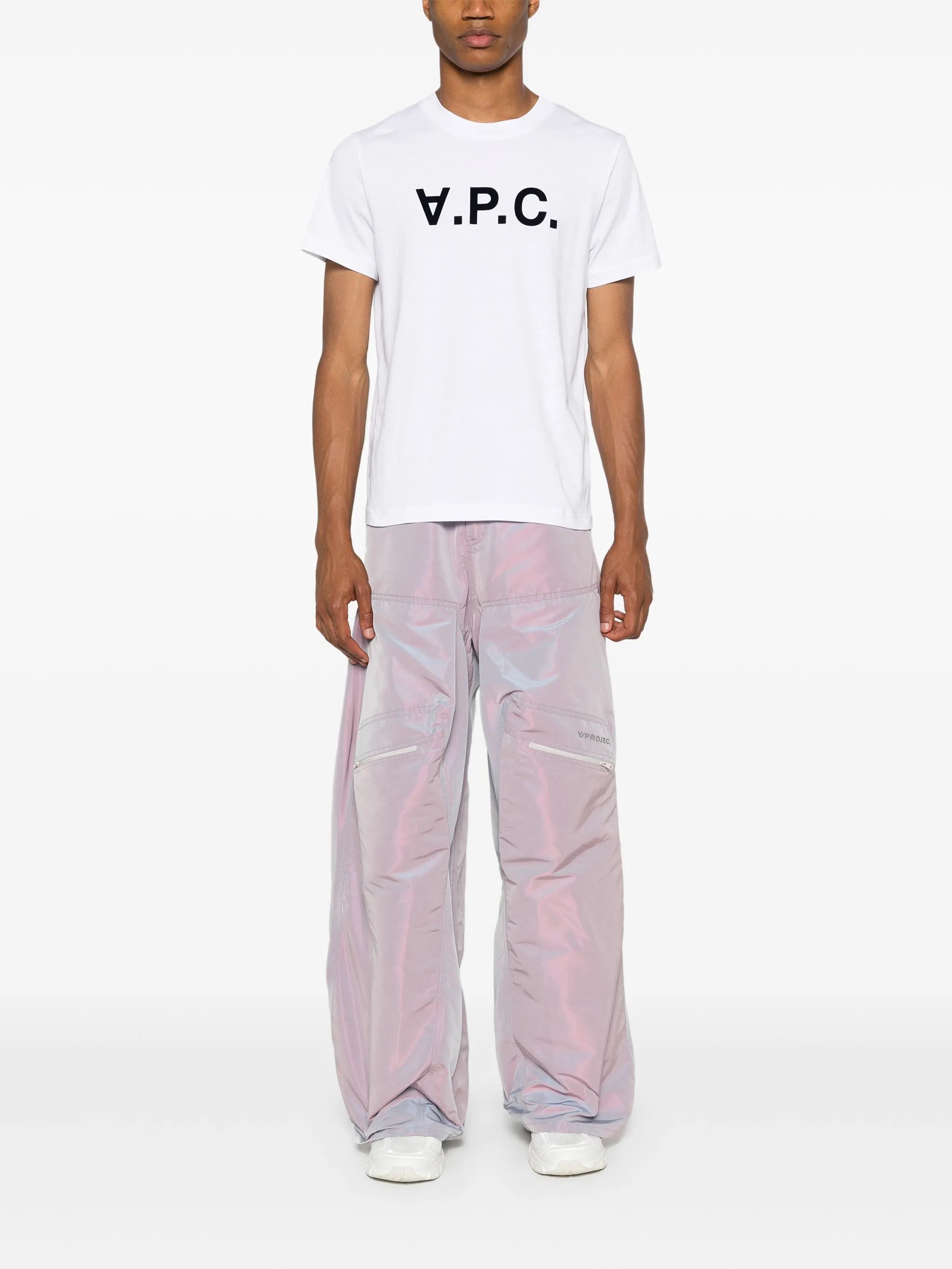 A.P.C. A.p.c. Flocked-logo Cotton T-shirt, view 2