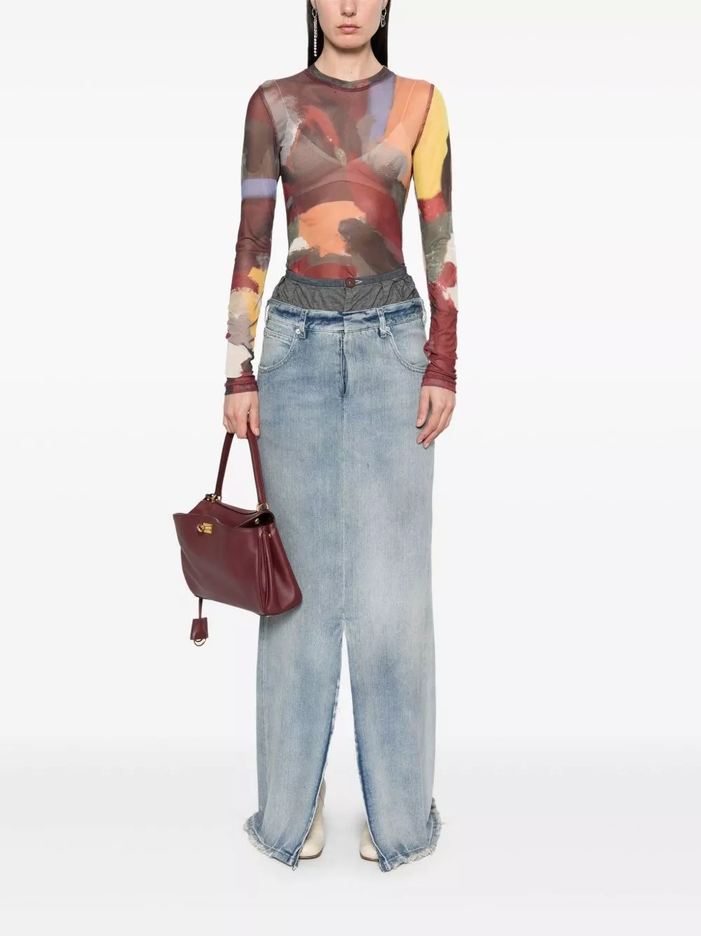 Maison Margiela Gonna maxi in denim di cotone, view 2