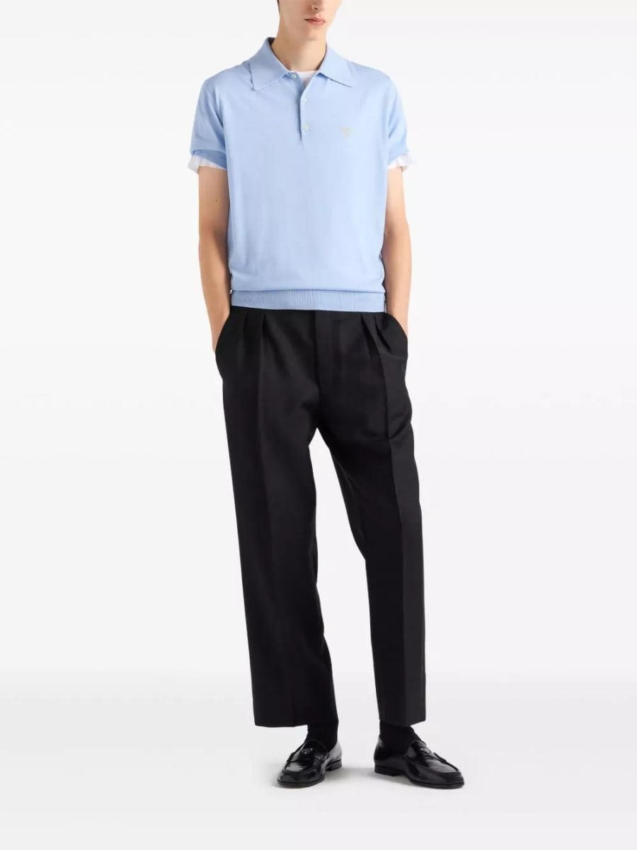 Prada Polo in lana con logo, view 3