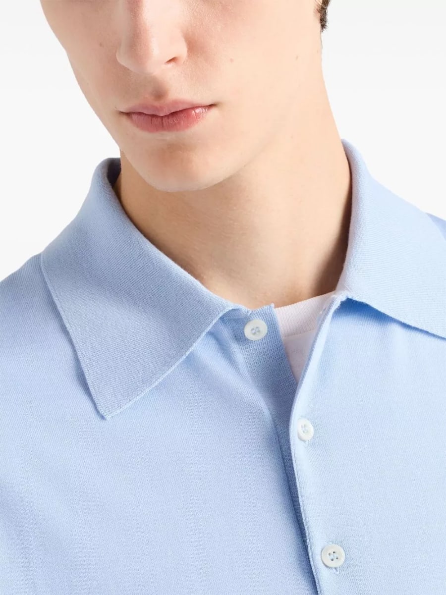 Prada Polo in lana con logo, view 4