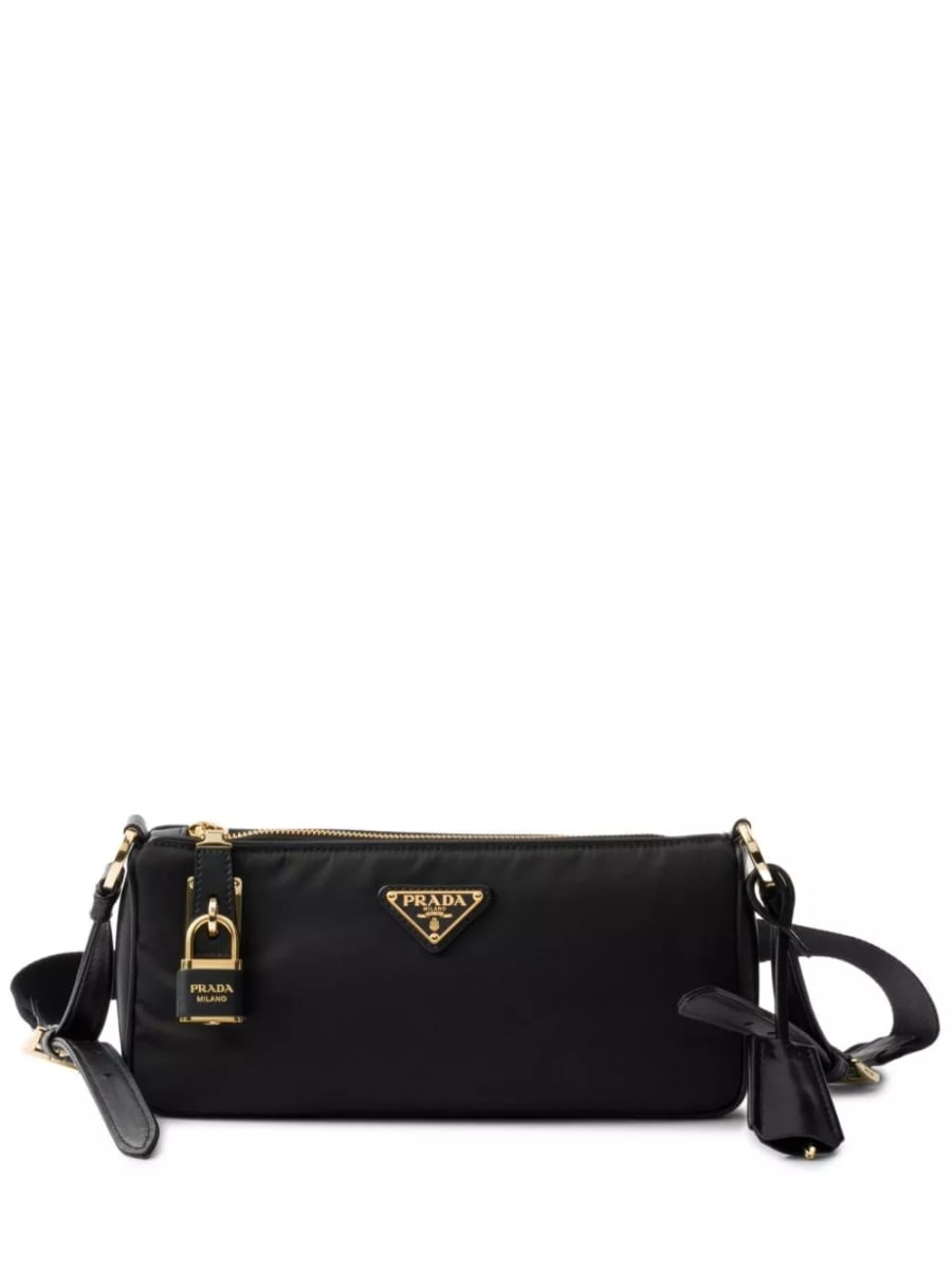Prada Borsa a spalla in re-nylon e pelle