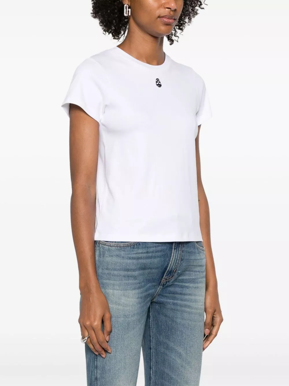 Alexander McQueen T-shirt in cotone con teschio, view 2