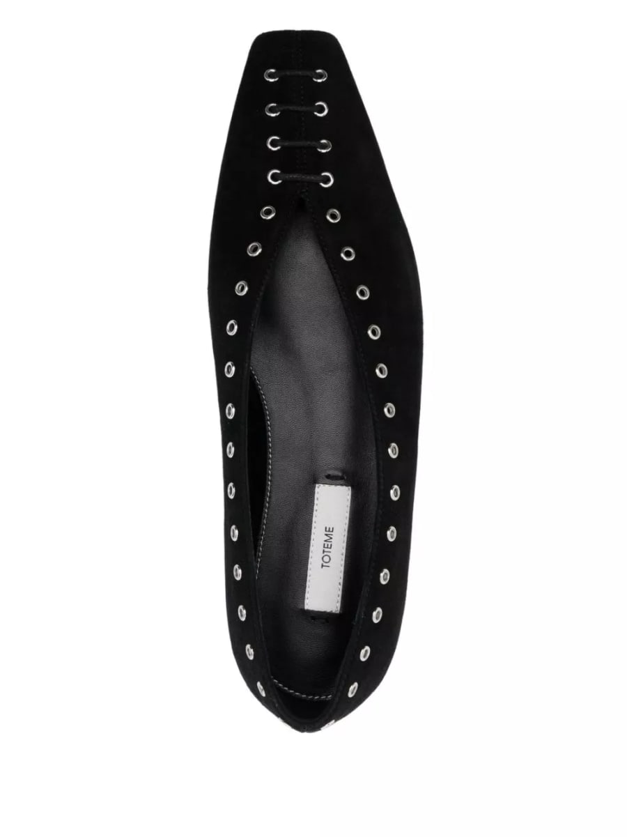 Toteme Ballerina stringata in suede, view 3