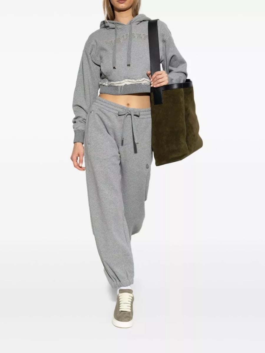 Alexander McQueen Pantaloni in cotone con logo, view 4