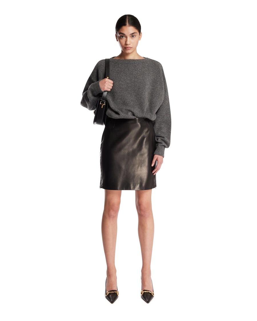 Gucci Minigonna In Pelle Nera, view 3