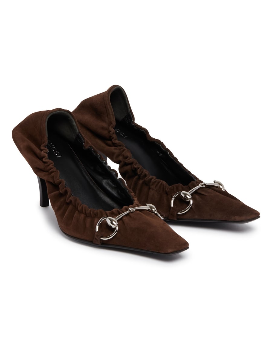 Gucci Decollete Vittoria Con Elastico Marroni, view 3