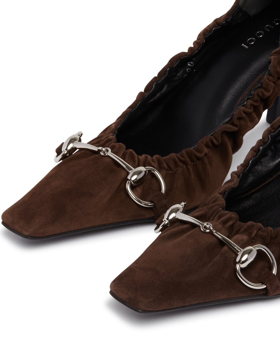 Gucci Decollete Vittoria Con Elastico Marroni, view 6