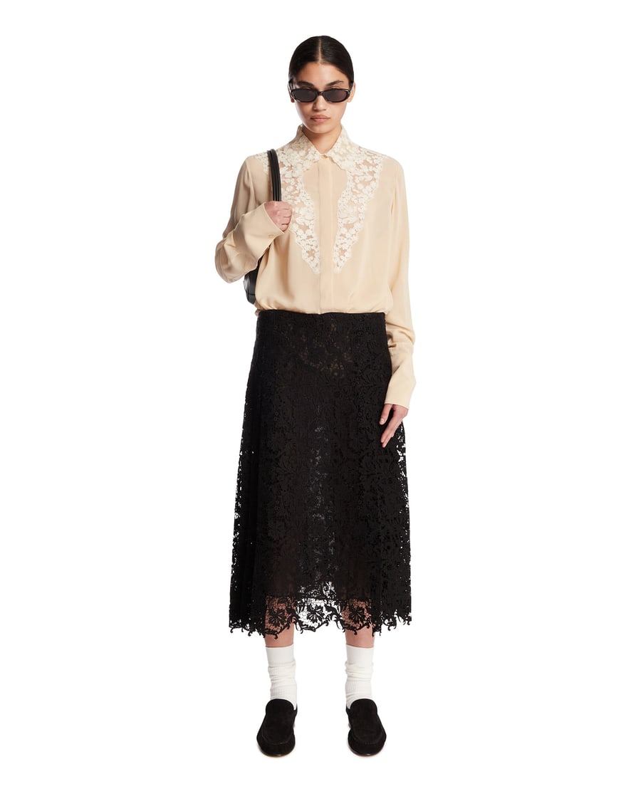 Fendi Gonna In Pizzo Macrame Nera, view 3