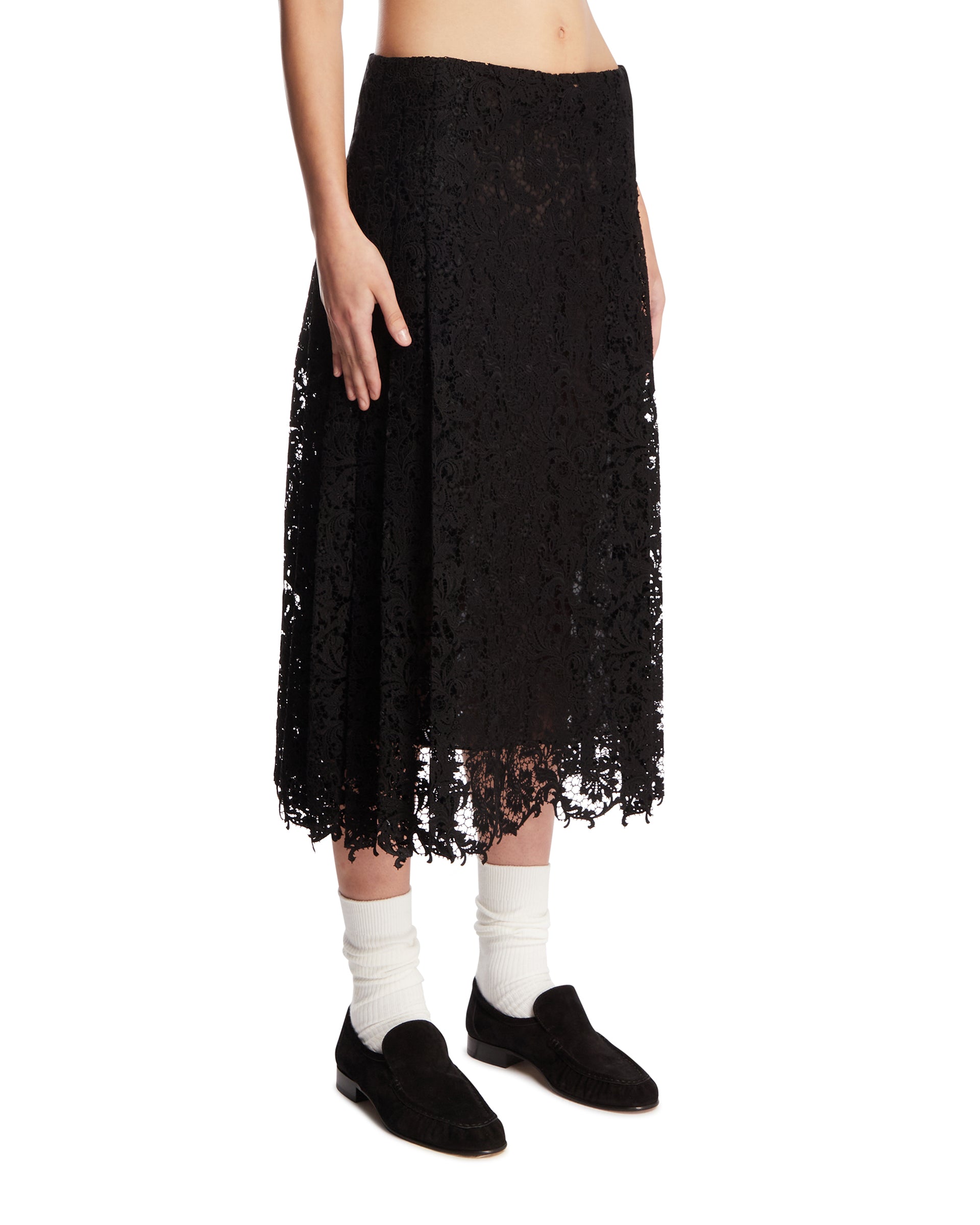 Fendi Gonna In Pizzo Macrame Nera, view 2