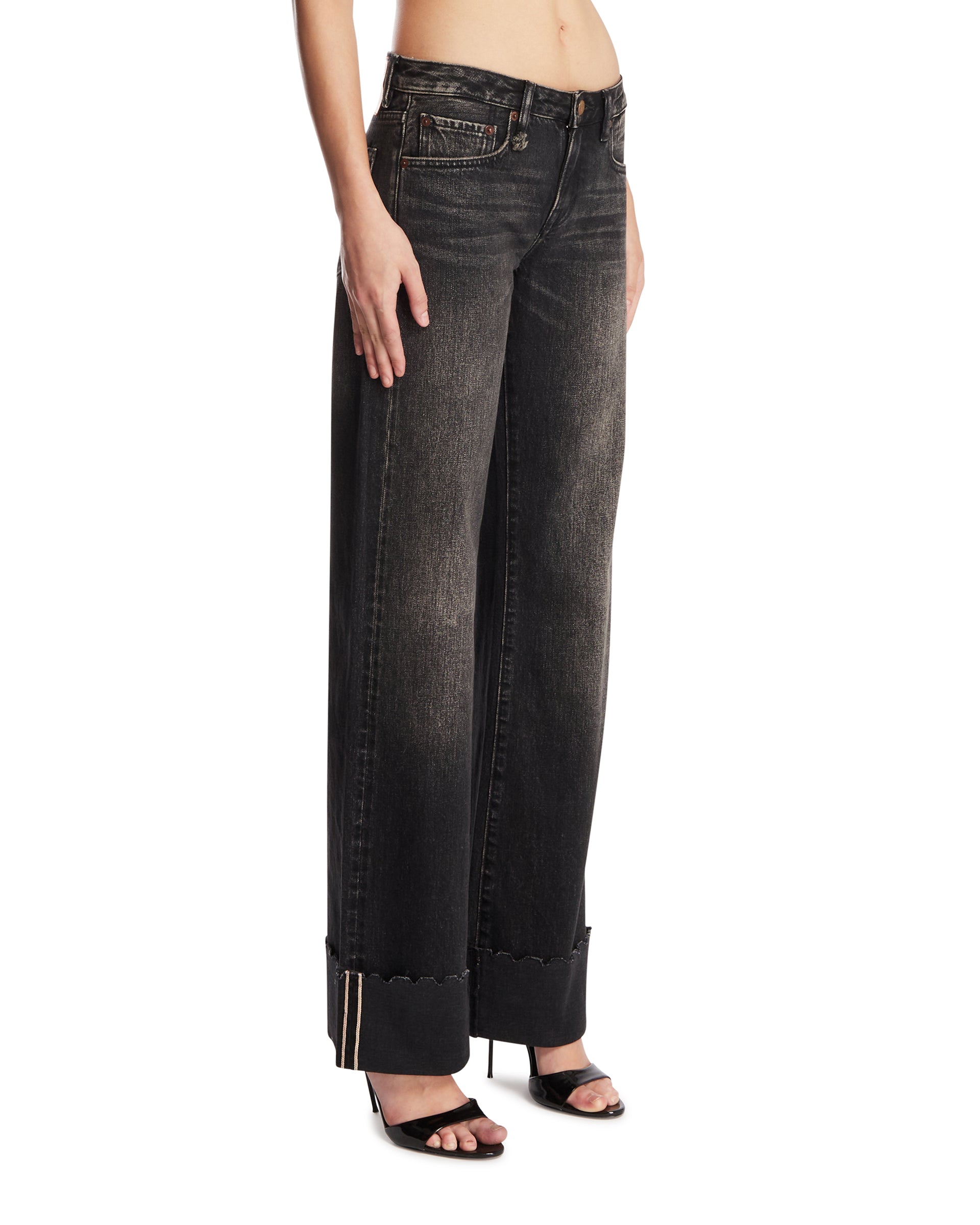 R13 Jeans Con Risvolto Neri, view 2
