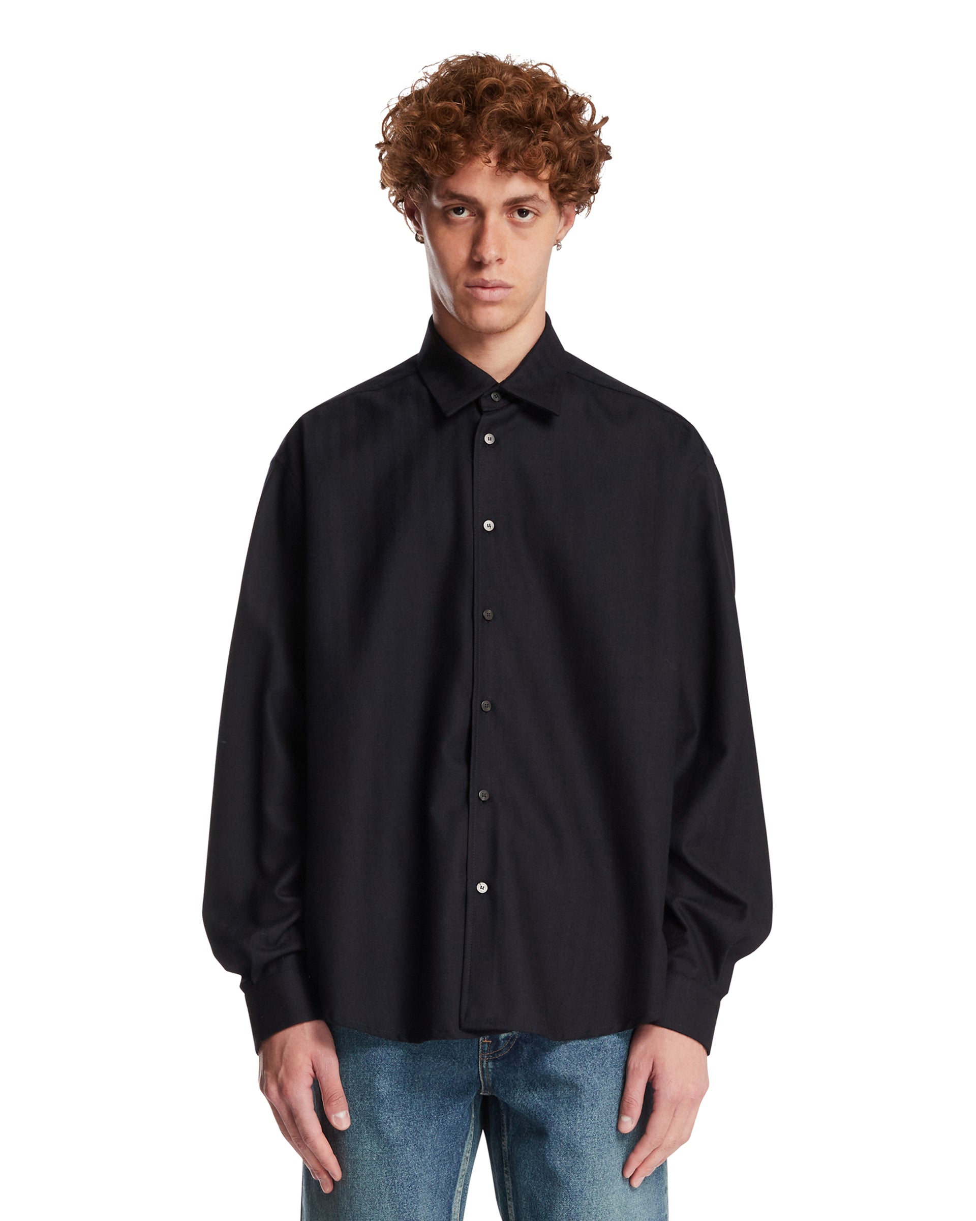SPINA Camicia In Lana Merino Blu