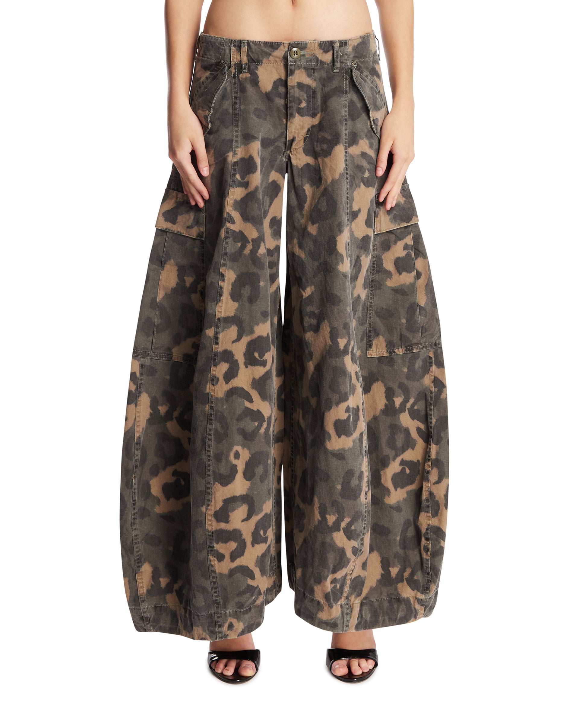 R13 Pantaloni Balloon Animalier Verdi