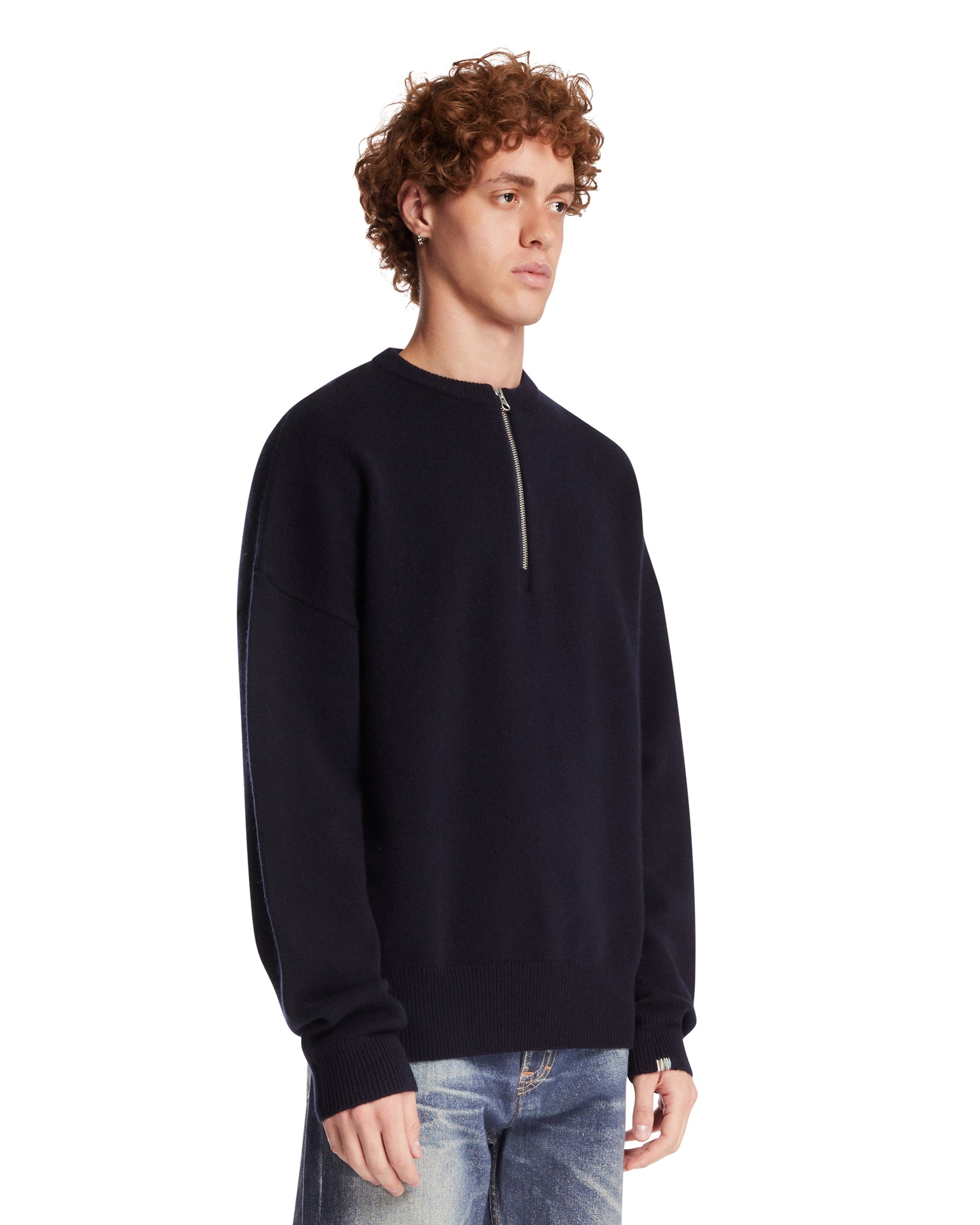 EXTREME CASHMERE Maglione Girocollo Con Zip Blu, view 2