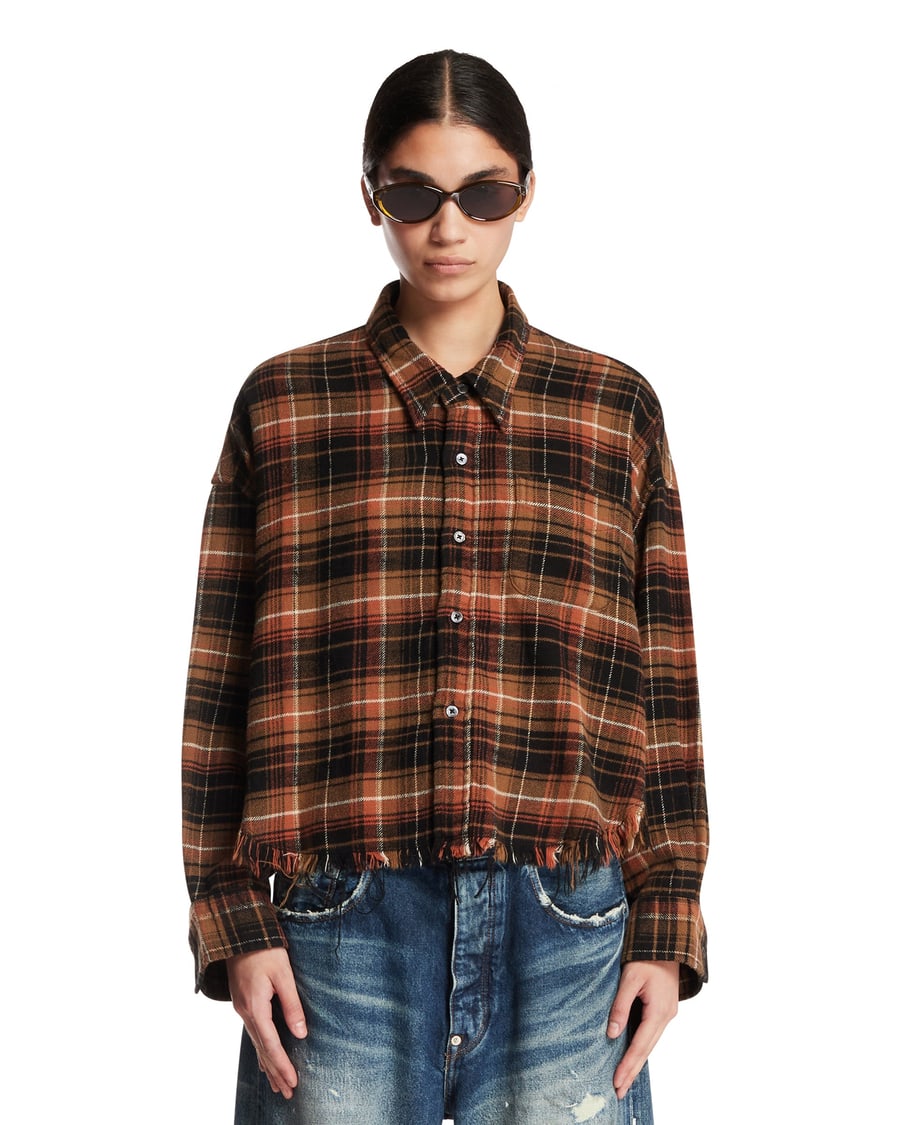 R13 Camicia A Quadri Marrone