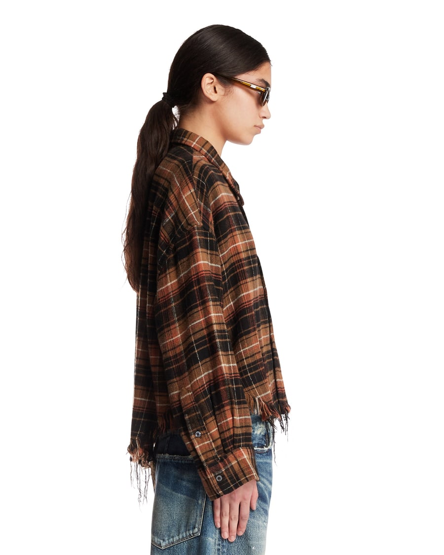 R13 Camicia A Quadri Marrone, view 4
