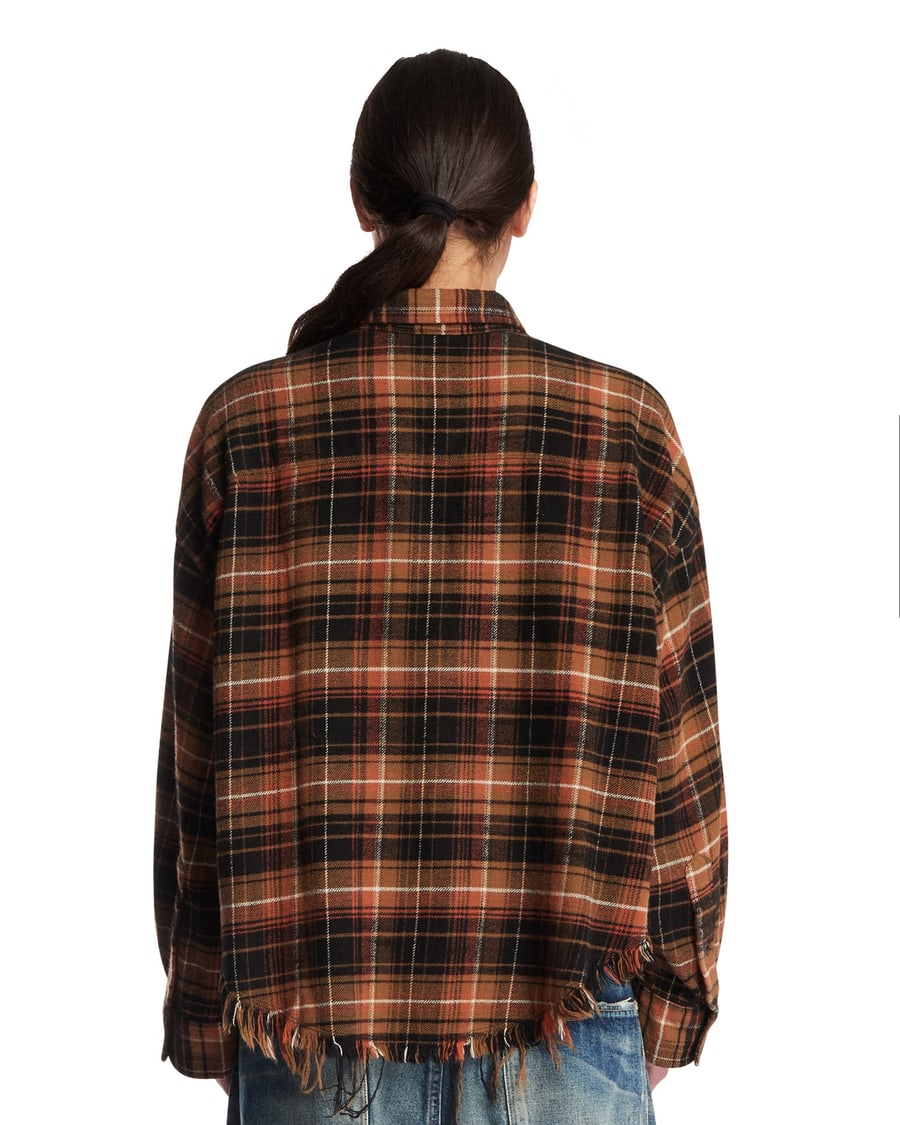 R13 Camicia A Quadri Marrone, view 5