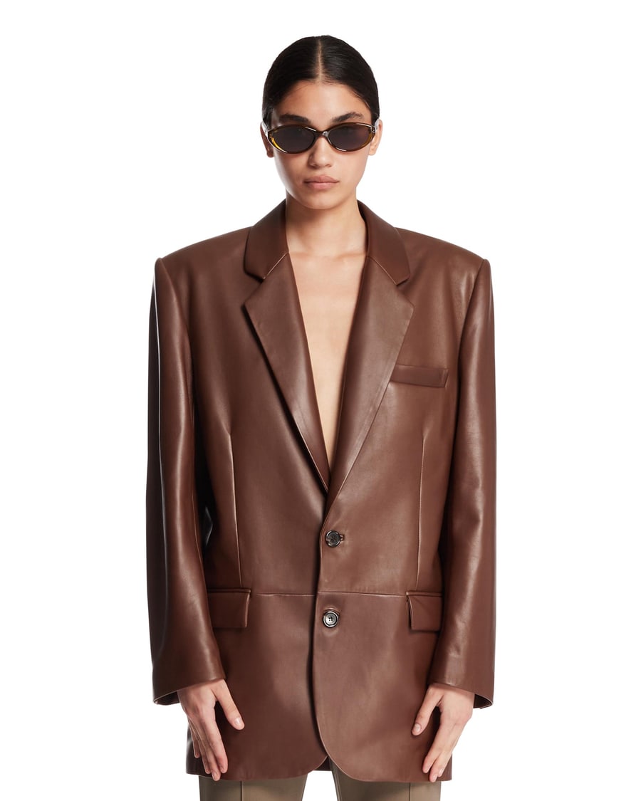 Saint Laurent Giacca In Pelle Marrone