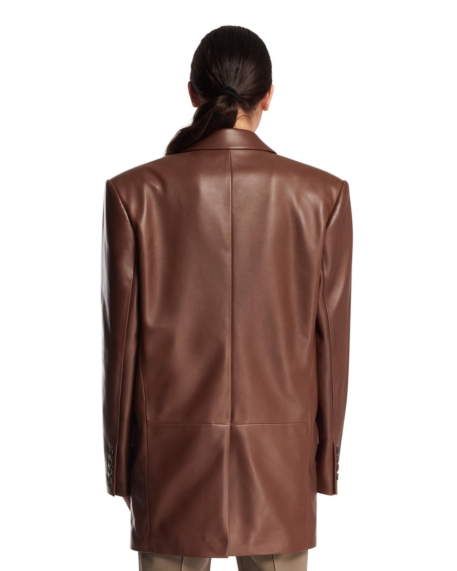 Saint Laurent Giacca In Pelle Marrone, view 5