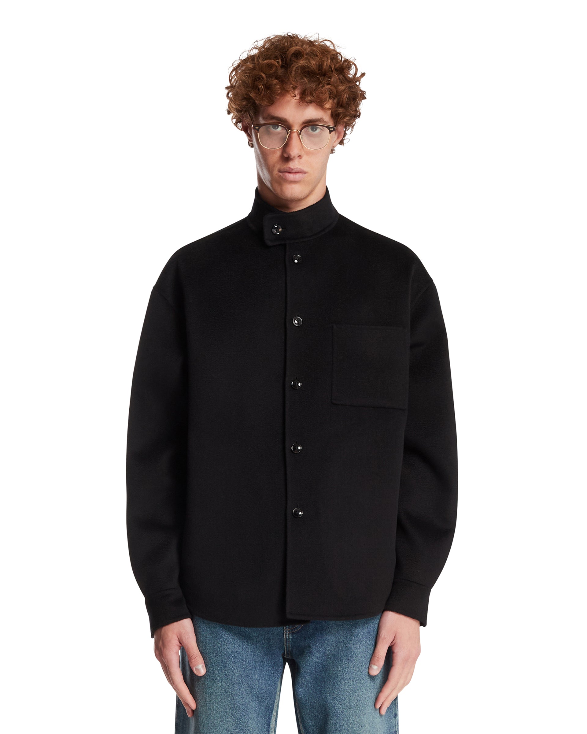 Giorgio Armani Overshirt In Cashmere Nera