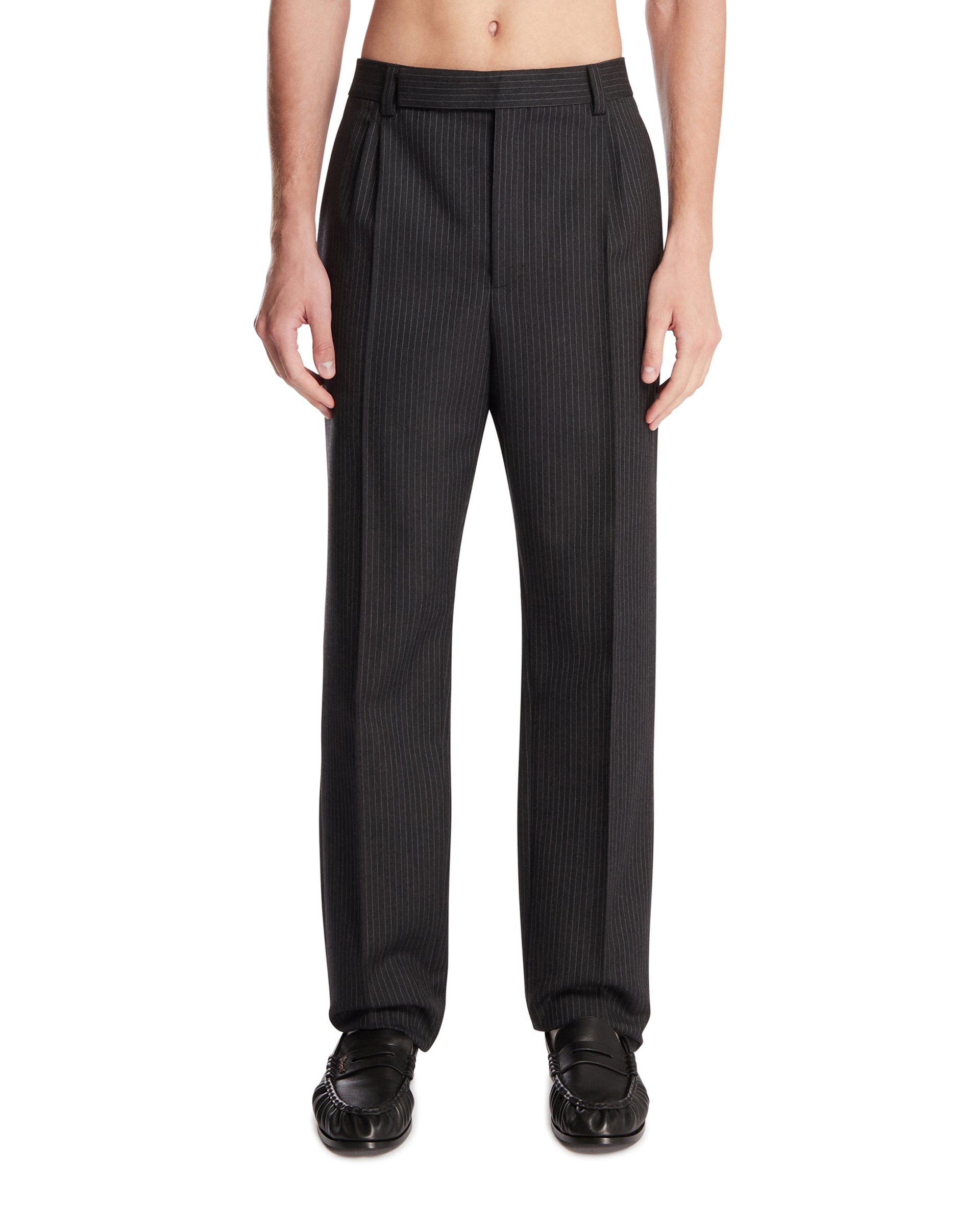 Saint Laurent Pantaloni In Lana Grigi