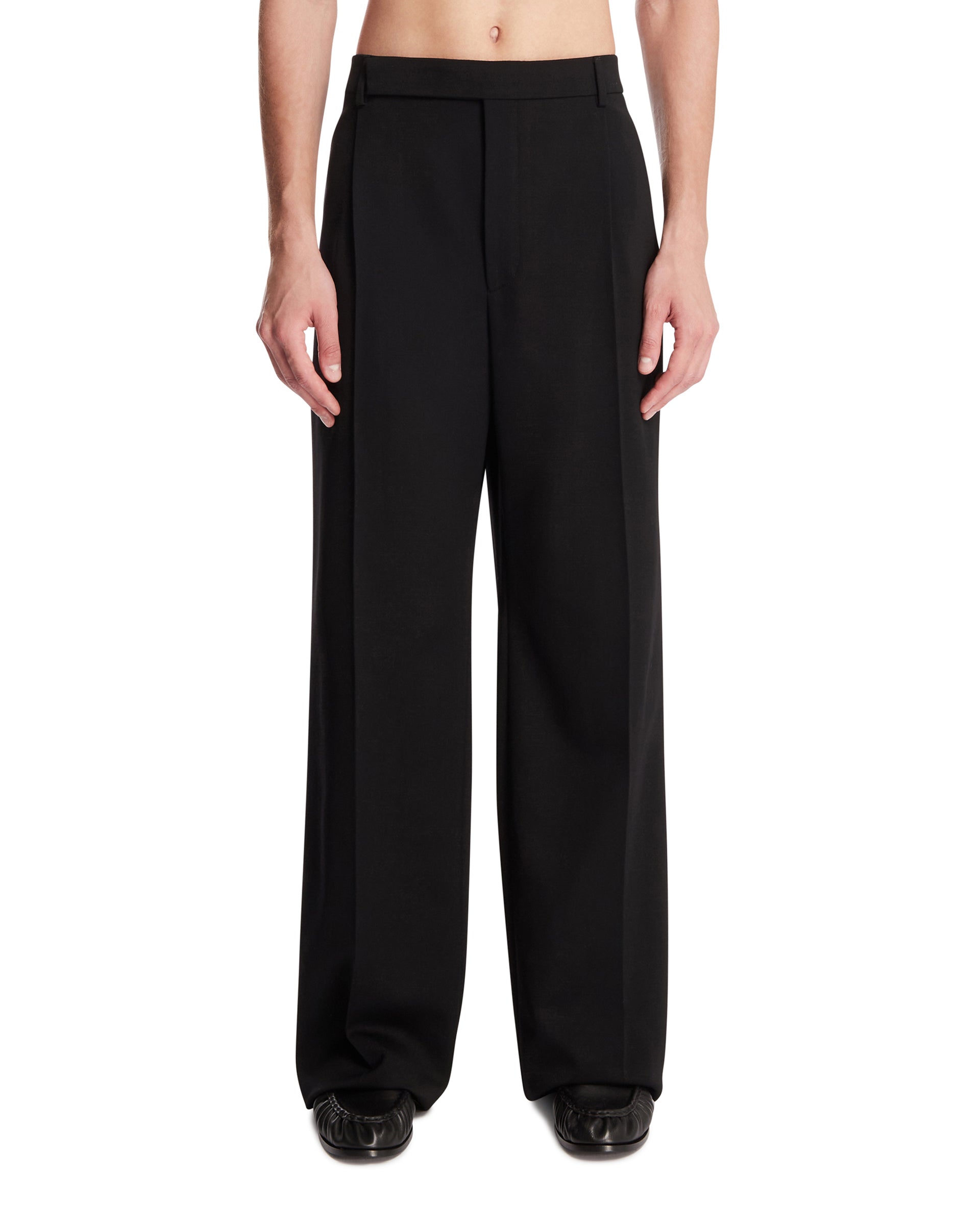 Saint Laurent Pantaloni Fluidi In Lana Neri