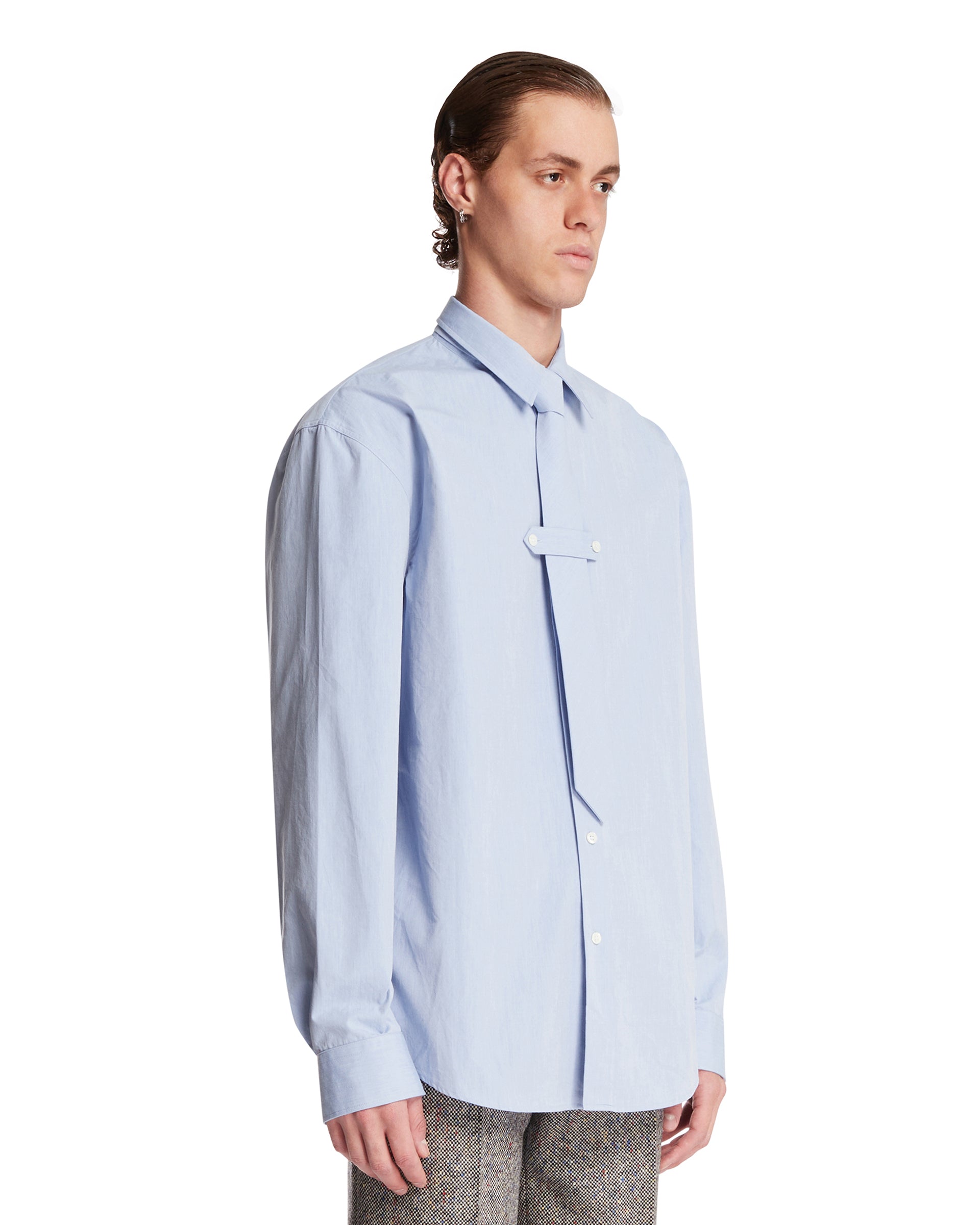 Dries Van Noten Camicia Con Cravatta Azzurra, view 2