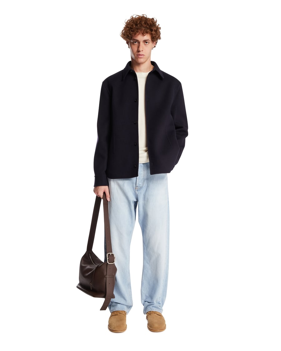 Jil Sander Giacca-camicia In Lana Blu, view 3